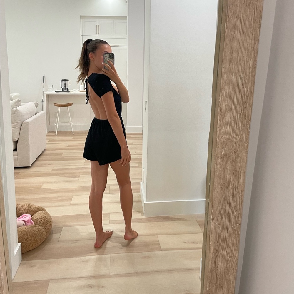 Revolve Superdown Laney Drawstring Romper In Black - image 2